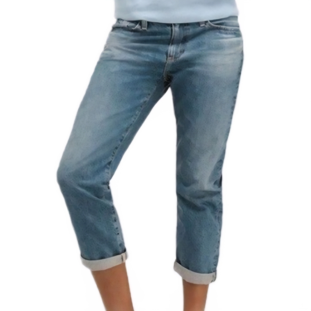 AG Jeans The Drew Straight Leg Boyfriend Tomboy Medium Wash Crop
